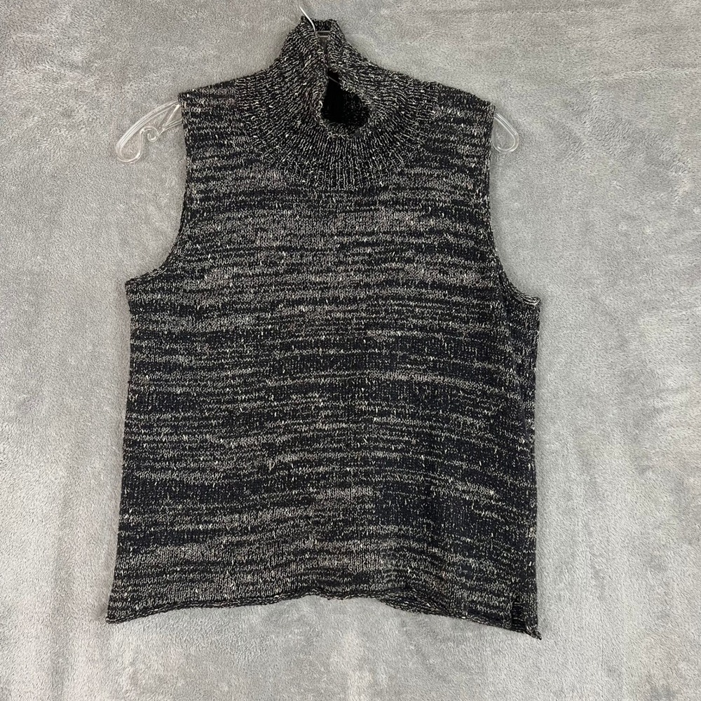 Flax Sleeveless Mockneck Top Womens S/M Heather Knit Cotton Lightweight